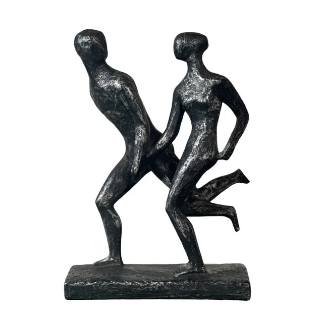 Vintage Brutalist Statue of Running Man & Woman Couple Holding Hands - by Austin Productions 1968 For Sale - Image 12 of 12