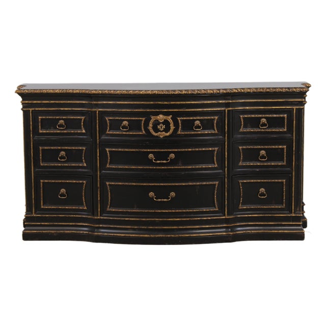 Marge Carson Large Black Painted Sideboard Credenza For Sale