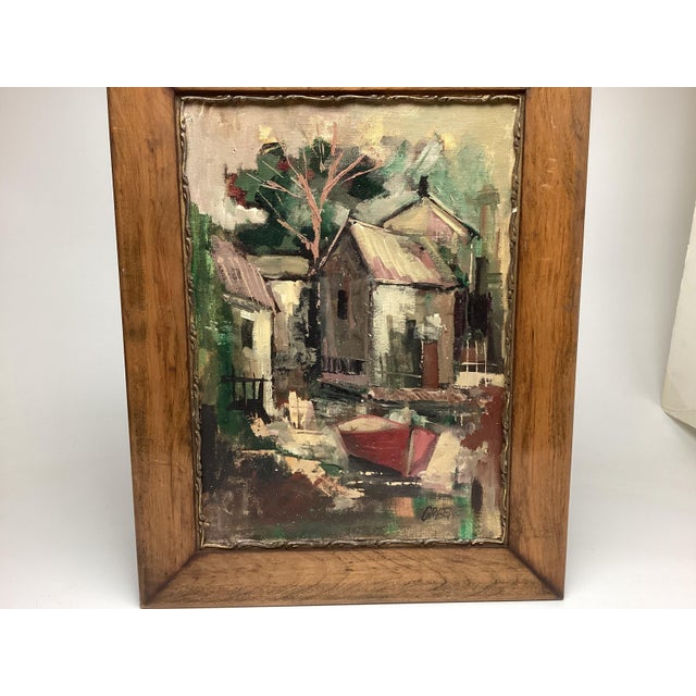 Paint 1940s Impressionist Landscape Scenery Framed Oil Painting Signed Greene For Sale - Image 7 of 7