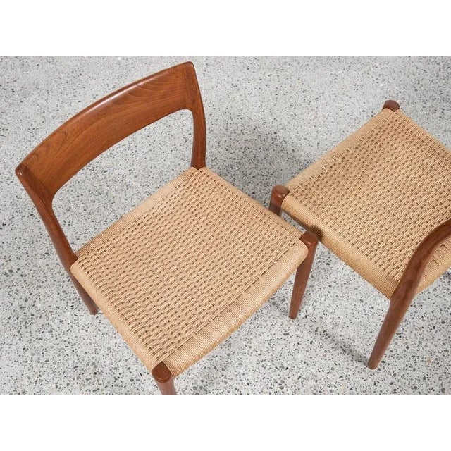 Vintage Danish Model 77 Chairs in Teak and Paper Cord by Niels Otto Møller, Set of 8 For Sale - Image 6 of 11