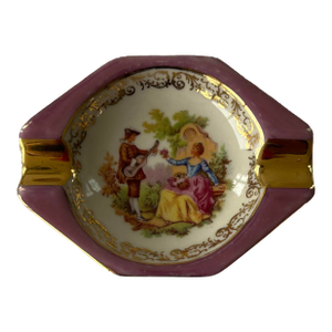 Vintage Limoges Pink and Gold Small Ashtray