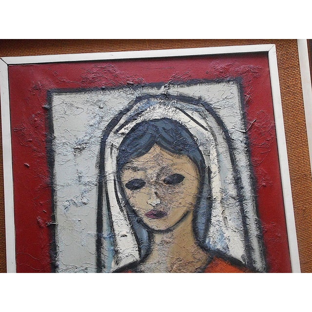 Original Signed Vintage Mid Century Modern Oil on Canvas-A Seated Woman ...