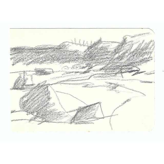 Drawing on paper of Montauk, Long Island, NY by Robert Henry Angeloch (1922-2011). Location written, dated and estate...
