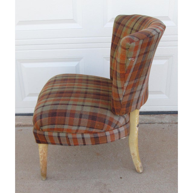 Cocktail Side Chair Mid Century Modern Plaid For Sale - Image 6 of 13