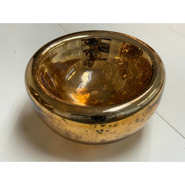 Glass Amber Mercury Glass Decorative Bowl For Sale - Image 7 of 12