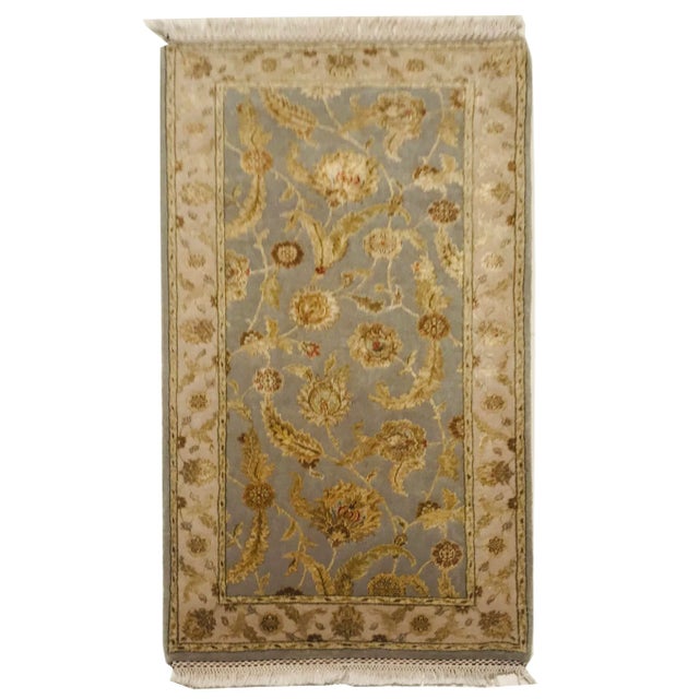 Blue Silk & Wool Handmade Jaipur Carpets, 1984, Set of 2 For Sale - Image 10 of 10