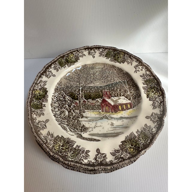 Gray Vintage 1950s Johnson Bros England "The Ice House" 9.75" Diameter Dinner Plates - Set of 5 For Sale - Image 8 of 13