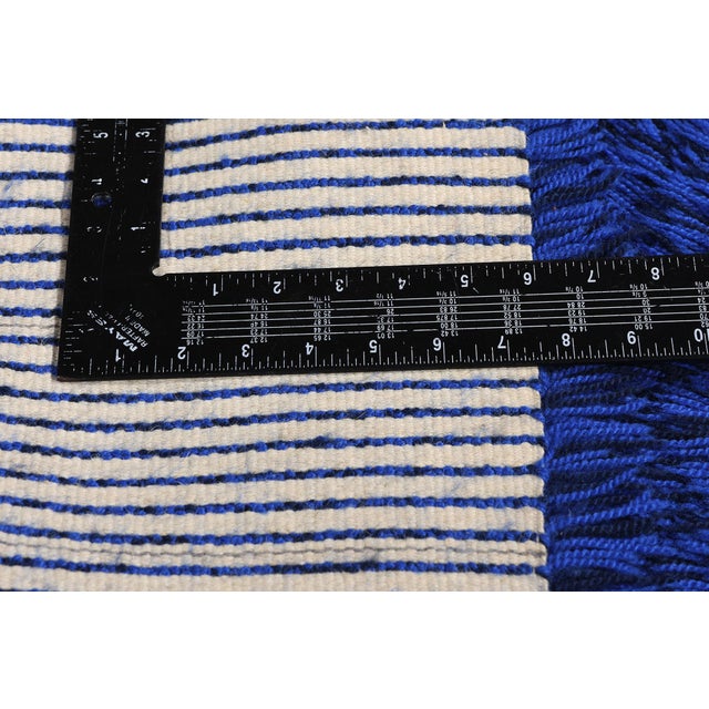 Textile Vintage Blue Swedish Rya Rug, 02'02 X 03'09 For Sale - Image 7 of 10