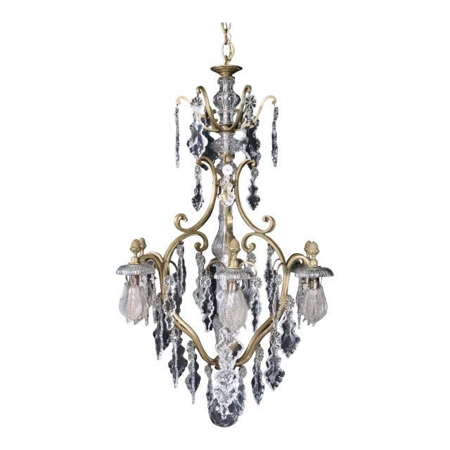 Antique Louis XV Crystal & Brass Chandelier For Sale
