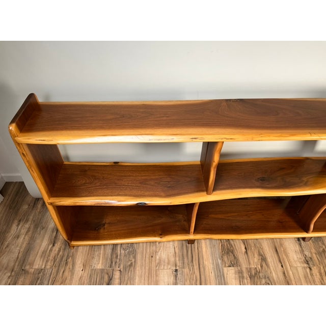 Brown Vintage Mid-Century Modern Style Live Edge Walnut Bookshelf For Sale - Image 8 of 10