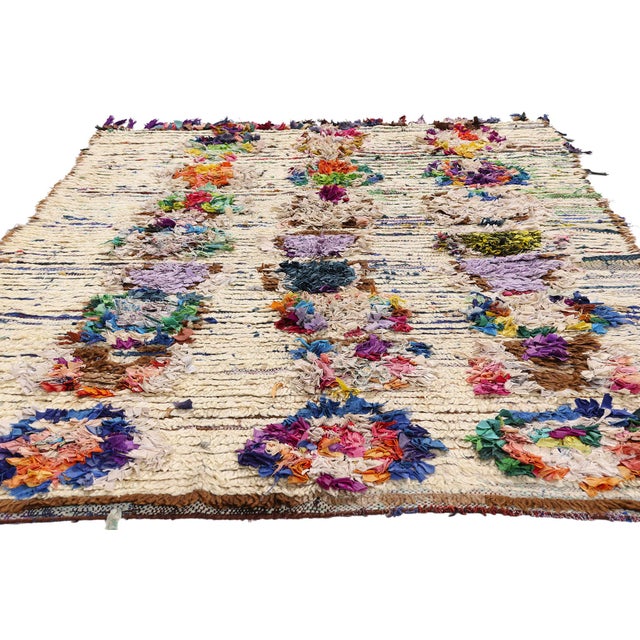 Tribal Vintage Azilal Boucherouite Moroccan Rug, 04'10 X 06'10 For Sale - Image 3 of 10