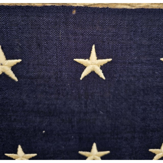 Red Vintage 48 Star American Flag Cotton Sewn Wwii Wwi & Korea Americana Banner 46 X 74 For Sale - Image 8 of 17