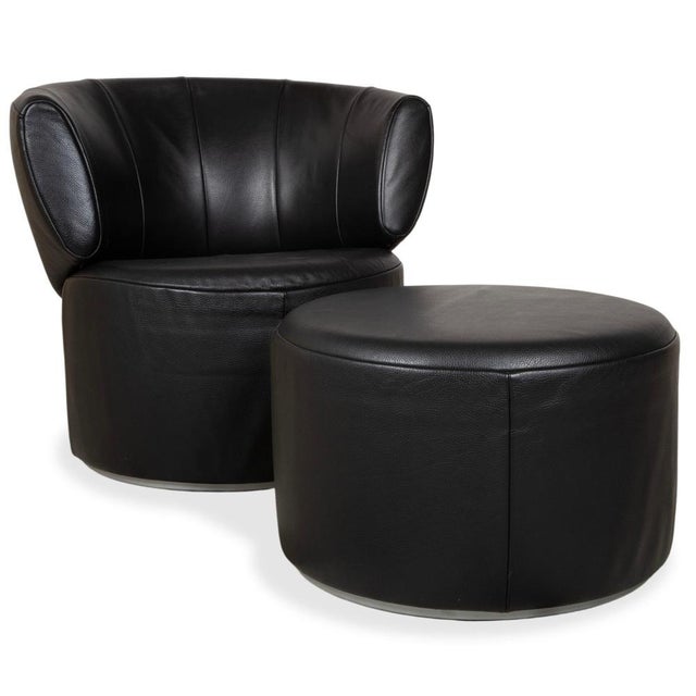 Set of Model 684 Lounge Chair and Ottoman in Black Leather from Rolf Benz For Sale - Image 17 of 17