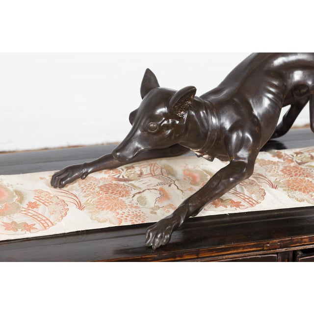 Vintage Lost Wax Cast Bronze Statue of a Greyhound Dog in Position For Sale - Image 10 of 12