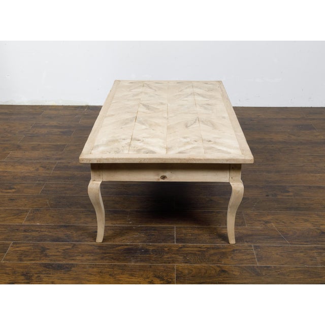 French 19th Century Fruitwood Coffee Table with Butterfly Veneer and Cabrioles For Sale In Atlanta - Image 6 of 12