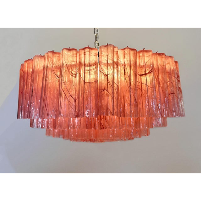 Large Murano Glass Chandelier with 101 Pink Alabaster Glass Tubes, 1990s For Sale - Image 10 of 15