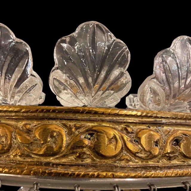 Italian Circular Crystal and Bronze Ceiling Lights, 1960s, Set of 2 For Sale - Image 11 of 13