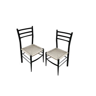 Set of Italian Black Chairs in Rope, 1960s For Sale