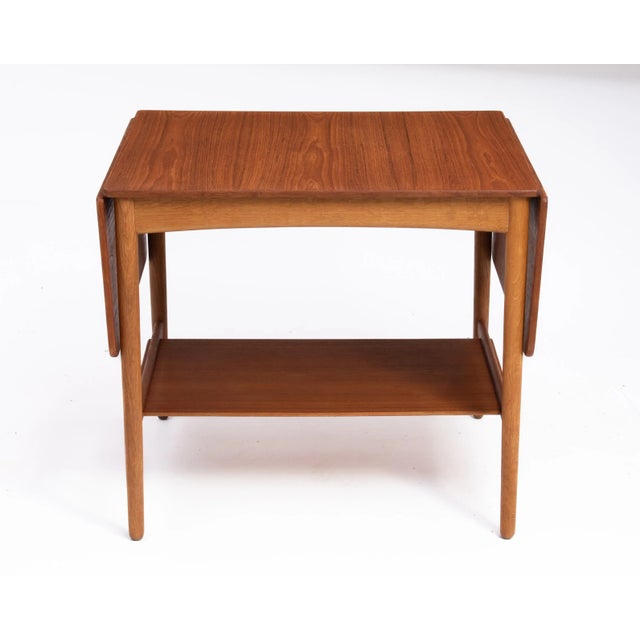 Hans Wagner Andreas Tuck Denmark Teak Oak Drop Leaf Side Table Server For Sale In Philadelphia - Image 6 of 12