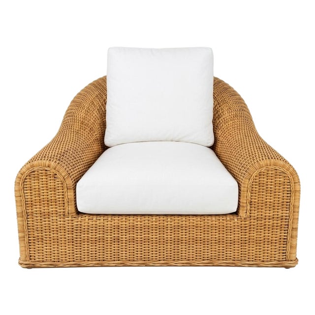 Wicker Jennifer Lounge Chair Attributed to Michael Taylor For Sale