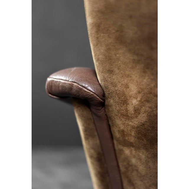 Mid-Century Modern Mid-Century Danish Modern Brown Leather Swivel Armchair from Lystager Industri, 1970s For Sale - Image 3 of 18