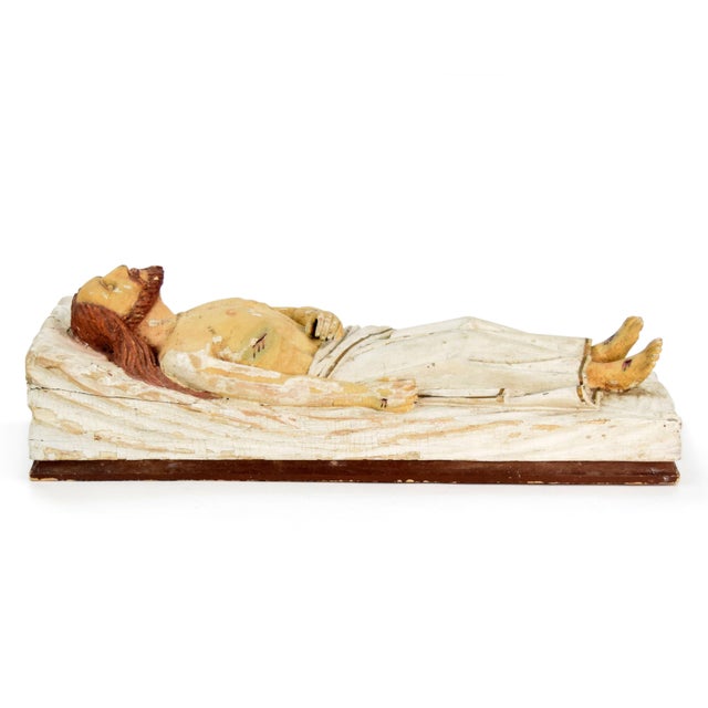 Carved Statue of Jesus Christ with Original Polychromy, 1900s, Wood For Sale - Image 4 of 11
