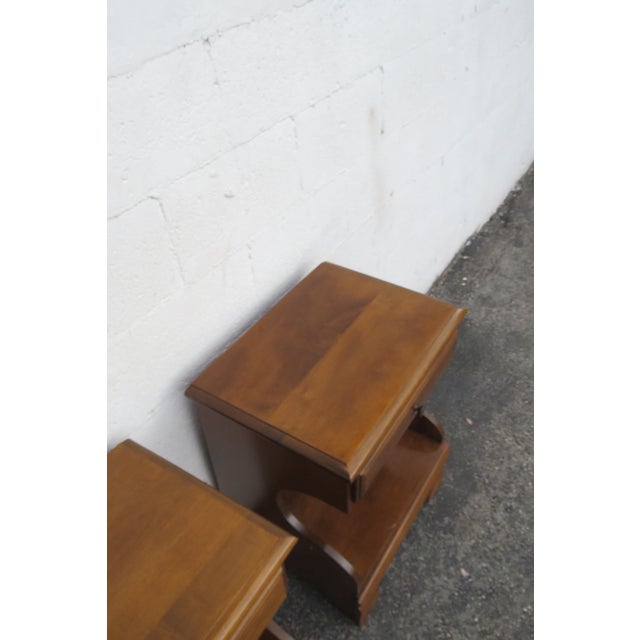 Brown Tall Maple Nightstands End Side Bedside Tables a Pair 5975 For Sale - Image 8 of 12