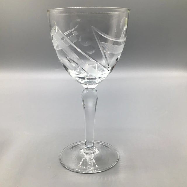 Cut Crystal European Abstract Line and Bubble Stemware-Set of 39 For Sale - Image 4 of 13