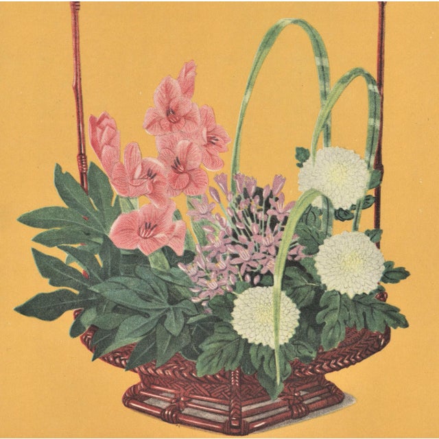 Original Botanical Lithograph Japanese Flower Arrangement Design Chairish