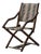 French Folding Campaign Chair in Wood and Striped Canvas, 1900s For Sale