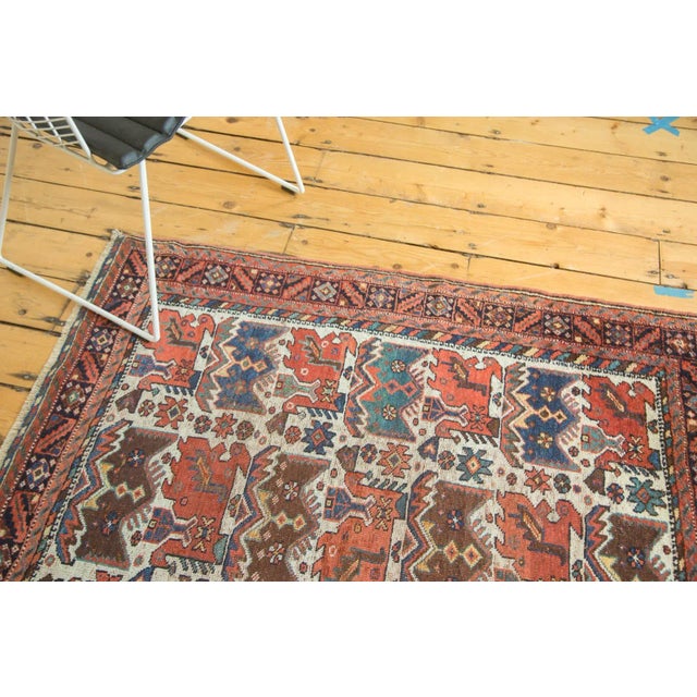Textile Antique Afshar Square Rug - 4' X 4'5" For Sale - Image 7 of 9