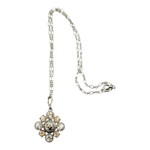 Chanel Silver CC Argyle Crystal Pendant Necklace