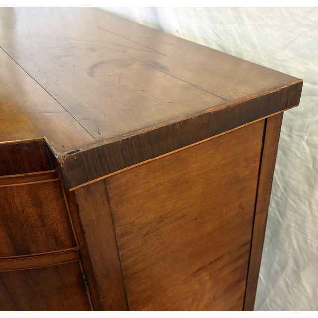 19th Century Sheraton Style Mahogany Bowfront Butler's Sideboard With Secretary Desk, Locks and Keys For Sale - Image 16 of 18