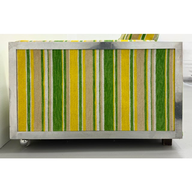 Mid 20th Century Vintage Postmodern Aluminum Frame Striped Sofa For Sale - Image 5 of 7