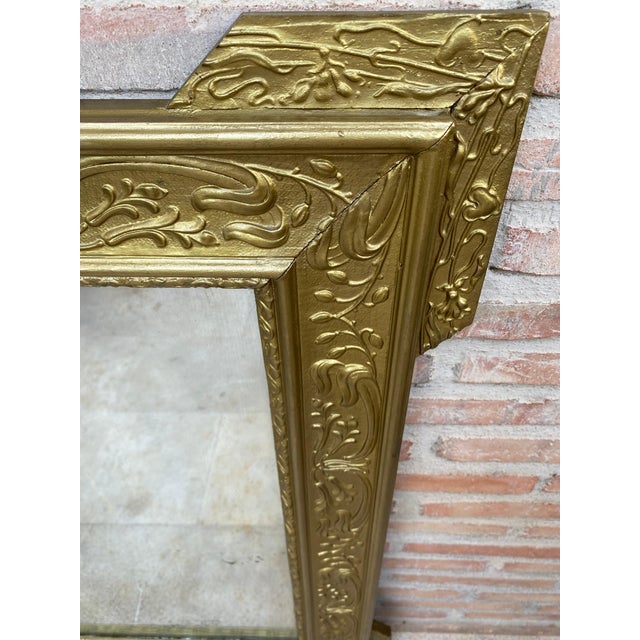 Metal Rectangular Gold Hand Carved Wooden Mirror, 1960 For Sale - Image 7 of 18