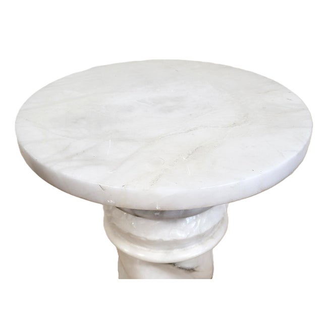 White Vintage Italian Carved Carrara Marble Pedestal Plant Stand Column For Sale - Image 8 of 10