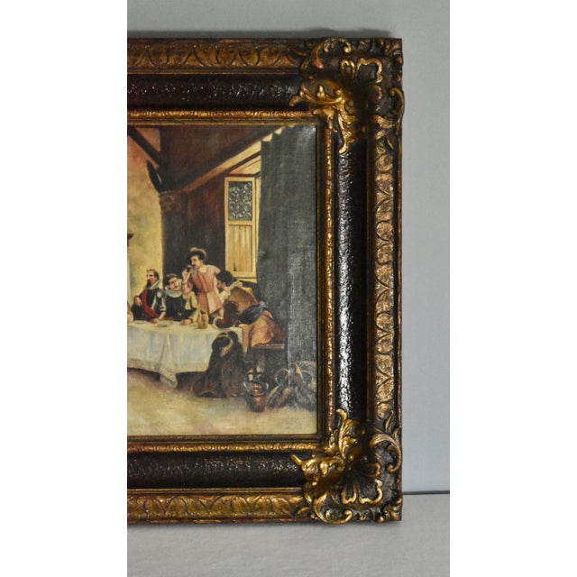 1910s Antique European Tavern Interior Genre Scene Framed Signed & Dated 1910 For Sale - Image 5 of 16