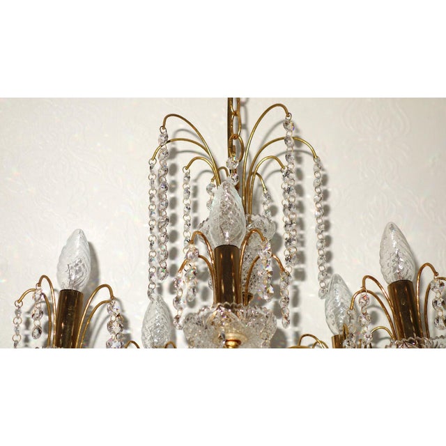 Brass and Lead Crystal 5-Light Chandelier from Preico, 1970s, in Very Good conditions. Designed 1970 to 1979 This piece...