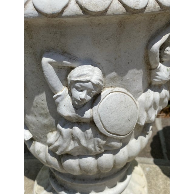 Vintage Greek Style Neoclassical Cast Stone Urns - Set of 2 For Sale - Image 12 of 12