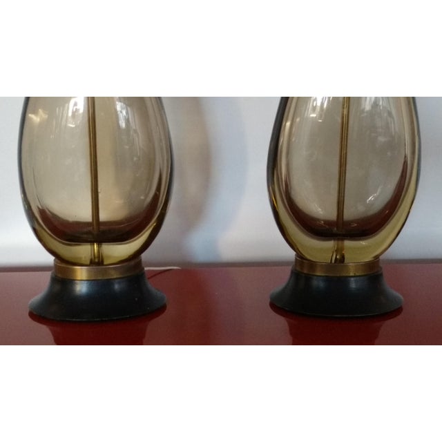Hand Blown Teardrop Murano Glass Sommerso Table Lamp - a Pair For Sale In Chicago - Image 6 of 7