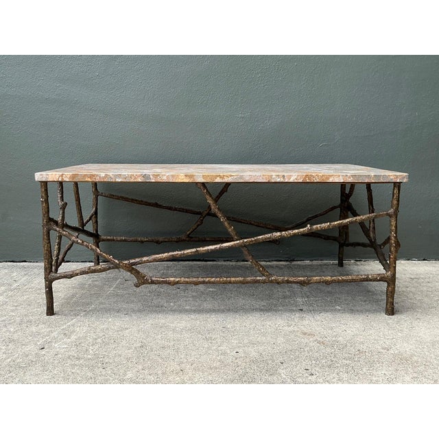 Vintage Faux Bois Marble Top Coffee Table For Sale - Image 15 of 18
