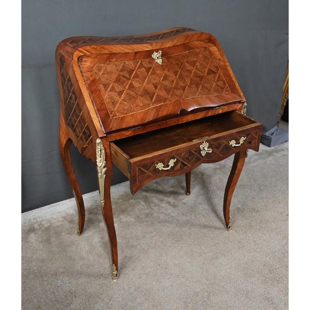 Small Early 20th Century Louis XV Marquetry Ladys Desk For Sale - Image 16 of 18