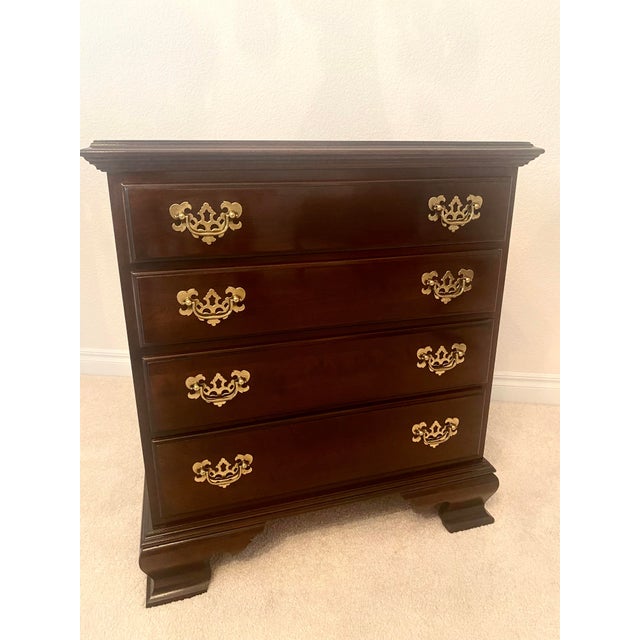 Wood Vintage Ethan Allen Georgian Court Cherry Wood Bedside Chest Excellent Condition For Sale - Image 7 of 12