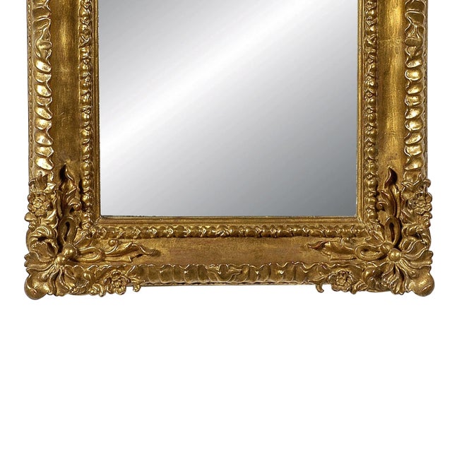 Rectangular Gold Hand-Carved Wooden Mirror, Spain, 1970s For Sale - Image 4 of 5