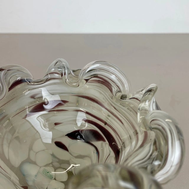 Large Italian Murano Glass Floral Bowl Ashtray, 1970s For Sale - Image 9 of 18