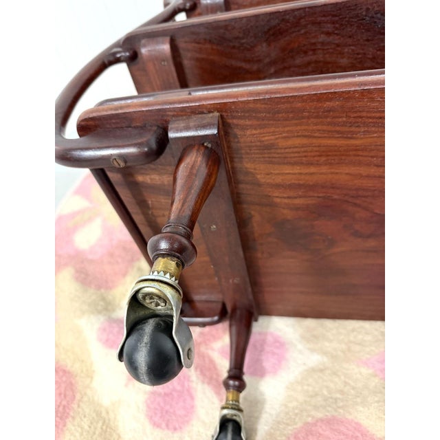 Anglo Indian Teak and Brass Inlaid Serving Trolley, 1930s For Sale - Image 14 of 18