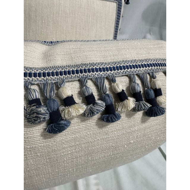 Set of 2 Decorative Pillows With Tassel Border For Sale - Image 4 of 5