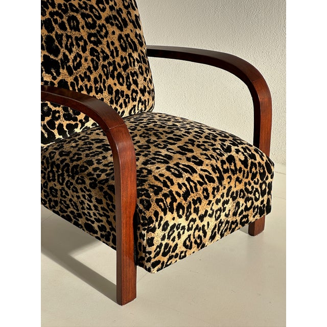 Wood Deco Armchairs in Animalier Fabric, 1930s, Set of 2 For Sale - Image 7 of 8