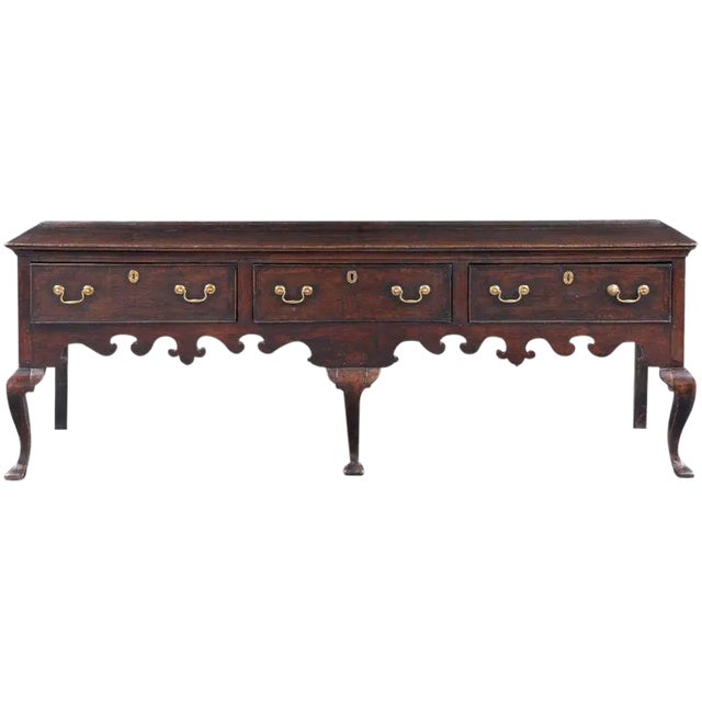 English George II Oak Dresser Base For Sale