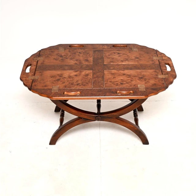 Burr Elm Butler's Tray Top Coffee Table, 1930s For Sale - Image 4 of 11